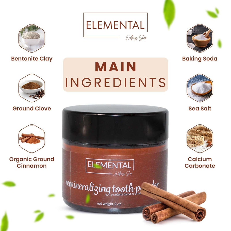 [Australia] - Elemental Wellness, Remineralizing Tooth Powder for Healthy Teeth and Gums - All Natural Tooth Powder, Clove Flavor - Maintains Oral Health - Tooth Powder Remineralizing - No Artificial Flavor, (2 oz) 