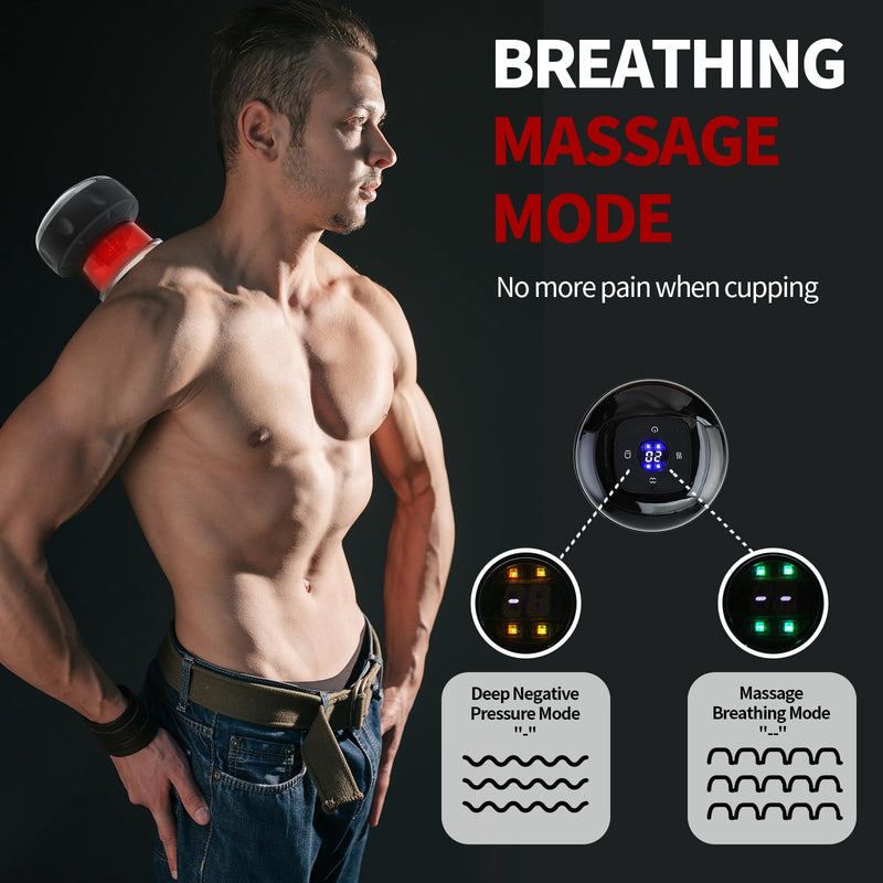 [Australia] - Smart Cupping Massage Therapy Set 2 Pcs, Electric Therapy Massager Kit, Therapy Device, Gua Sha Massage Tool for Pain Relief, Neck Shoulder Back Muscle Soreness (Black) Black 