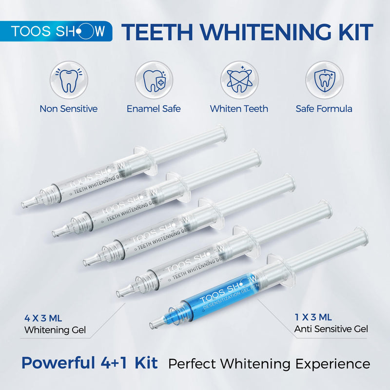 [Australia] - 5 x Teeth Whitening Gel (4+1 Desensitizing Gel), No Sensitivity Teeth Whitening Gel Kit, Effective Teeth Whitener, Travel-Friendly Tooth Whitening Pen, Carbamide Peroxide Tooth Bleaching 0.1 Fl Oz (Pack of 5) 