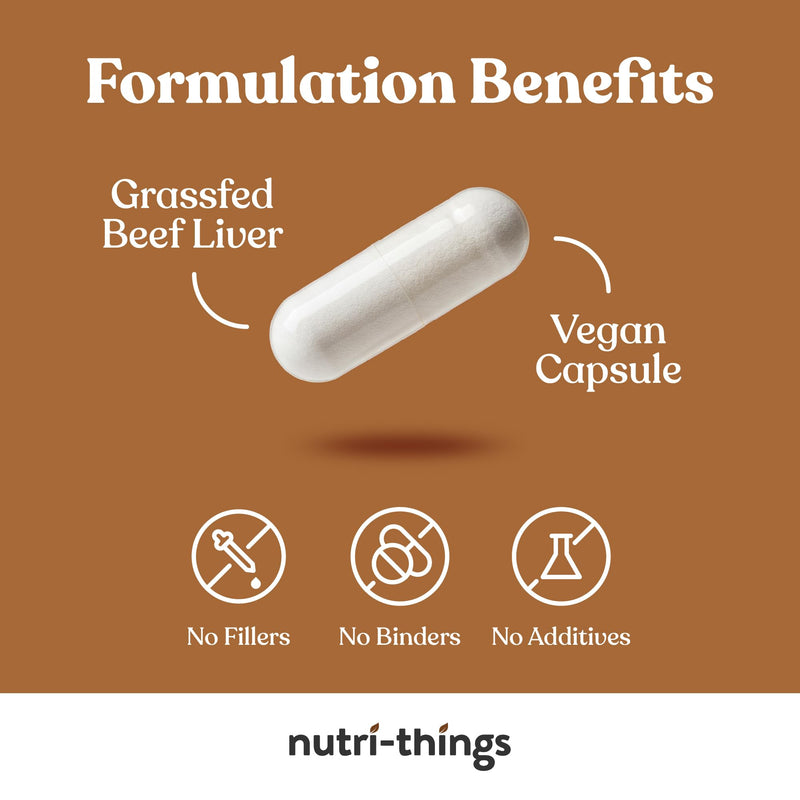 Grass Fed Beef Liver Capsules – Nutrient-Rich Organ Supplement for Energy, Immunity & Vitality – 500mg Per Capsule – Desiccated Liver Tablets – Supports Mood, Skin & Wellness – 60 Capsules