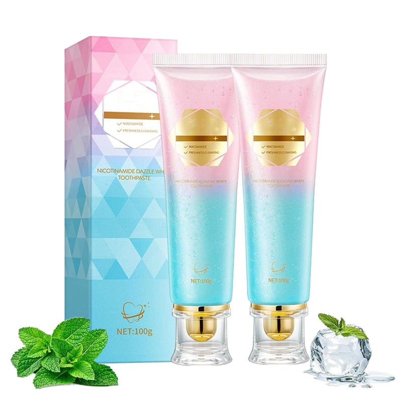 Niacinamide Whitening Toothpaste – Fluoride-Free Gentle Formula for Sensitive Teeth, Deep Stain Removal, Fresh Breath & Enamel Repair, 3.53 oz（2 PCS ） 2