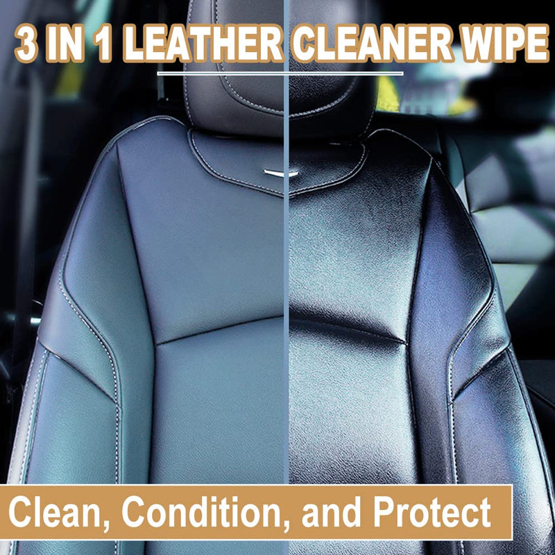 [Australia] - Air Jungles 3in1 Leather Cleaner Wipes 70 Count (Pack of 1), Extra Large 8" x 10" Size Leather Clean Condition Protect Wipes for Vinyl, Apparel Furniture Auto Car Interior Shoes Boots Bags 