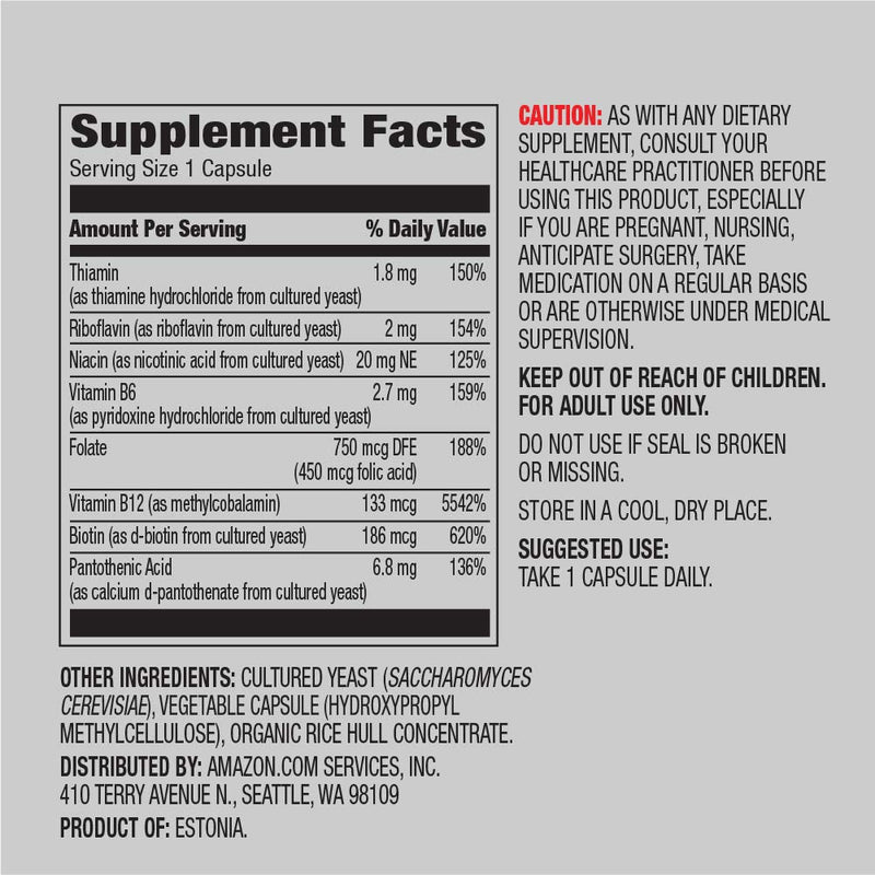 Amazon Elements Vitamin K2 (100 mcg, 65 Capsules, 2 Month Supply) and Amazon Elements B Complex (High Potency, 83% Whole Food Cultured, 65 Capsules, 2 Month Supply)