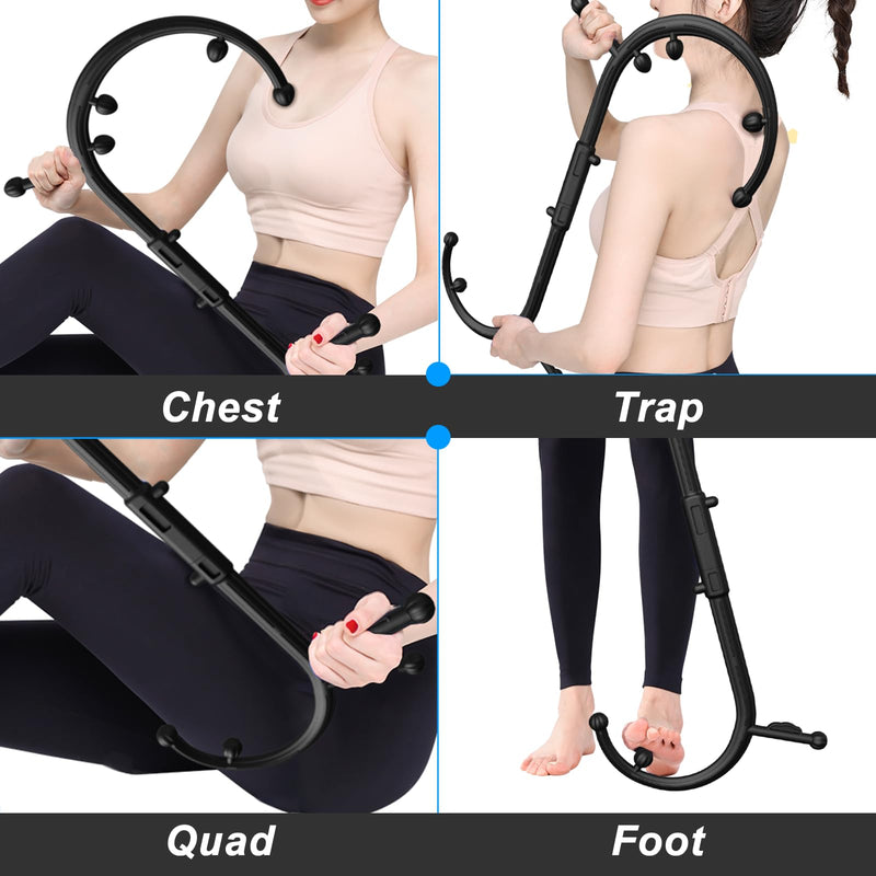 [Australia] - Birthday gifts for women/men Back and Neck Massager - Massage Trigger Point Cane,Self Massage Tool Muscle Release Tool(Black), Gifts for Women/Men 