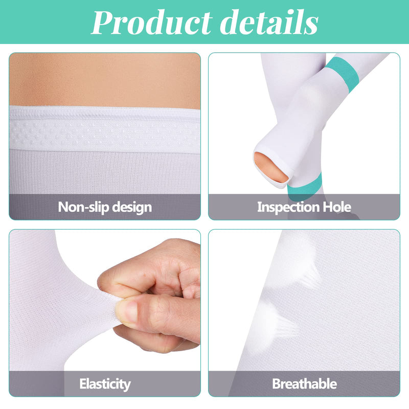 [Australia] - 2 Pairs TED Hose Compression Stockings for Women Men Anti Embolism Knee High15-20 Mmhg Length Stocks with Inspect Toe Hole Large Green Stripe 