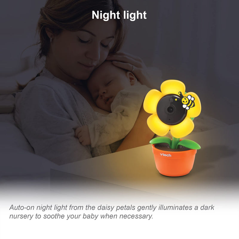 [Australia] - VTech RM9751 Yellow Daisy Smart Wi-Fi Baby Camera, iOS & Android Enabled, 1080p Full HD, Privacy Mode Cover, Night Light, Soothing Sounds & Lullabies, Two-way Intercom,Temperature Sensor, Night Vision 