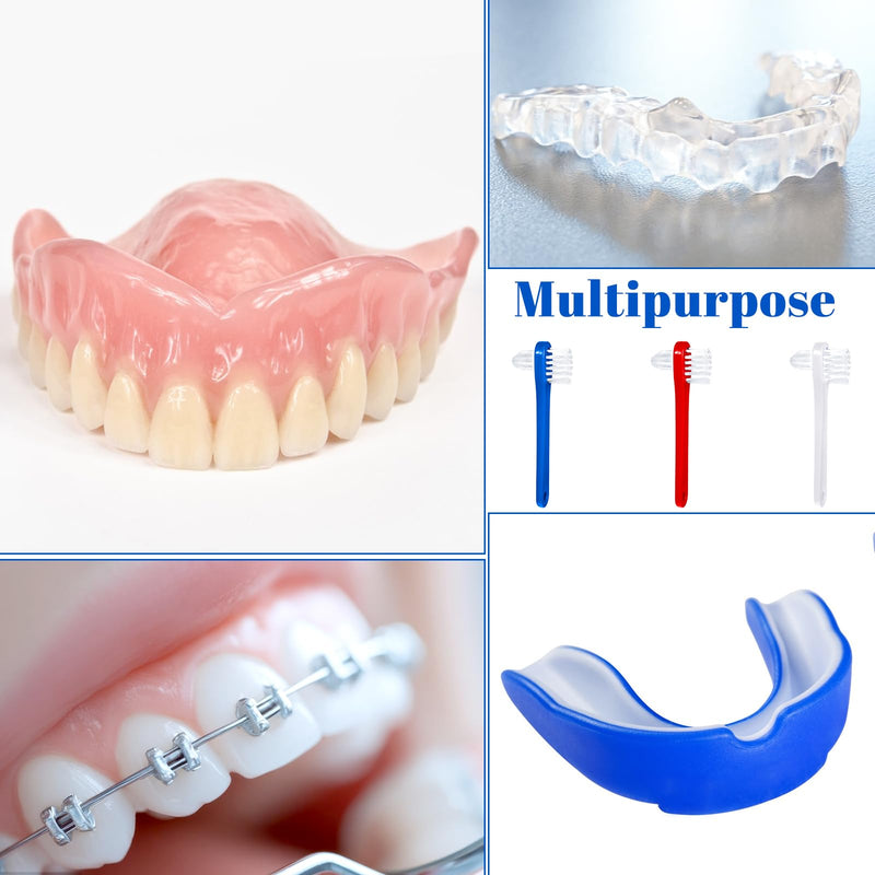 [Australia] - 6 Pack Dual Headed Firm Hard Bristle Toothbrush, Portable Denture Brush, Denture Clean Toothbrush for Dentures Braces Cleaning 