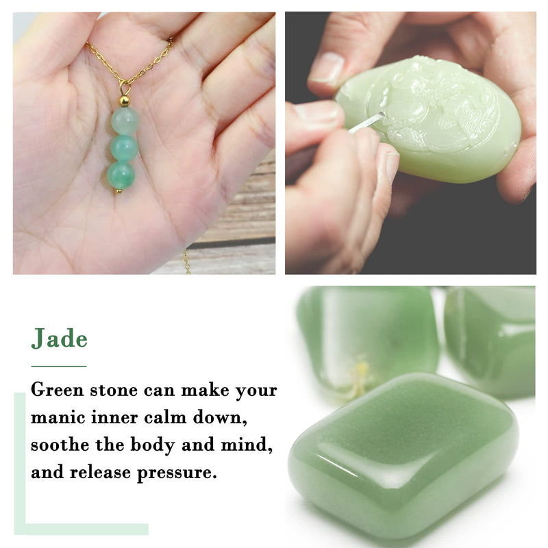 [Australia] - SmileBelle Crystal Necklace, Jade Necklace for Women as Birthday Gifts 14k Gold Black Tourmaline Lockets as Birthstone Jewelry for Girls Dainty Crystal Jewelry as Anniversary Gifts Green Jade 