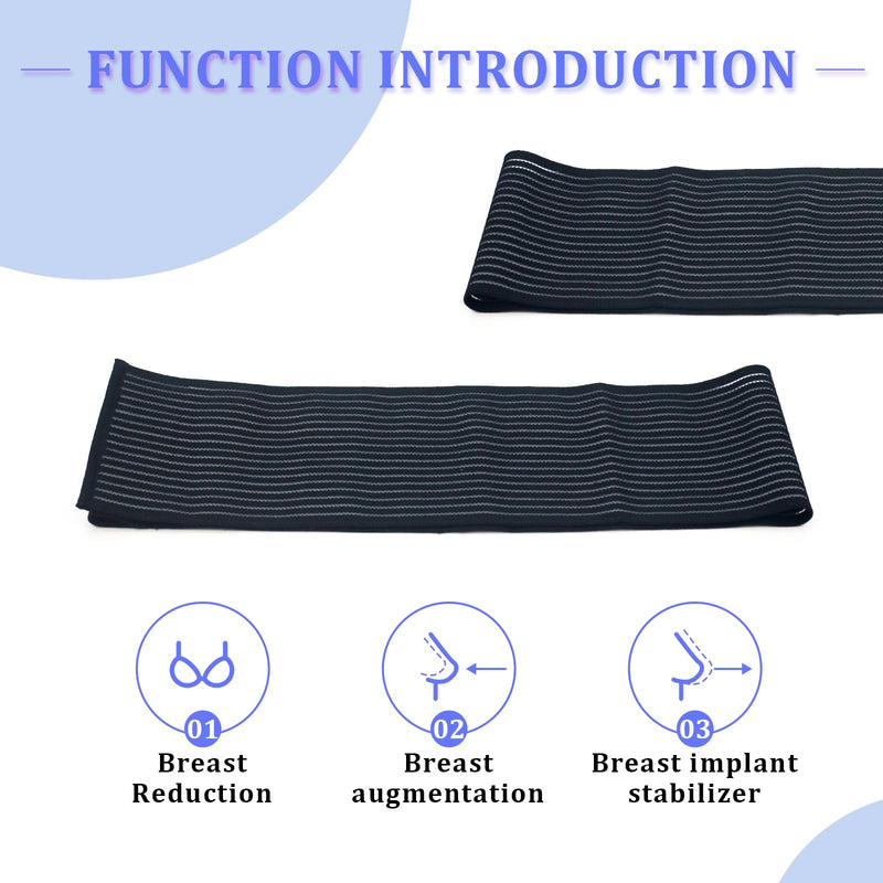 Post Op Breast Augmentation Band | Breast Implant Chest Brace For Women | Compression Wrap Post Surgery Bra Belt | No Bounce Stabilizer Strap | Sport Bra Alternative For Running Working Out (Black, Large) Black