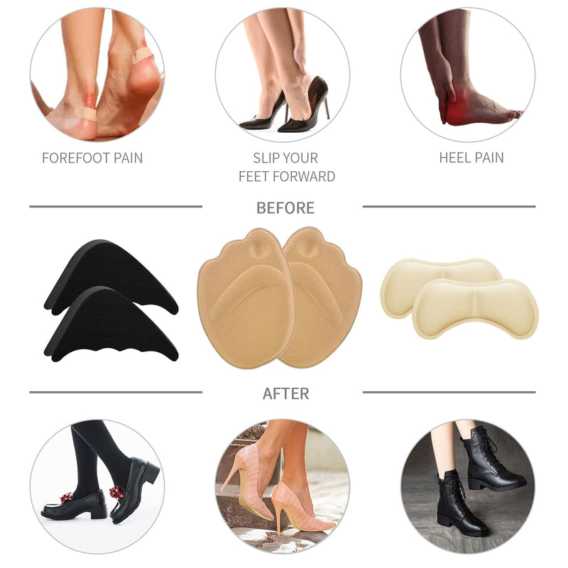 [Australia] - Sibba 10 pairs of high heel cushion pads, shoe fillers with adjustable toe filling inserts, front insoles, heel grips, inner insert, prevents shoes that are too big from slipping off the heel, relieves blisters, 10 pairs of style 3 