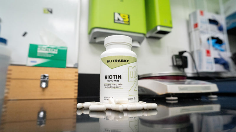 NutraBio Biotin 10000mcg- Biotin for Hair Growth and Stronger Nails, Improved Skin Health- 90 Vegetable Capsules