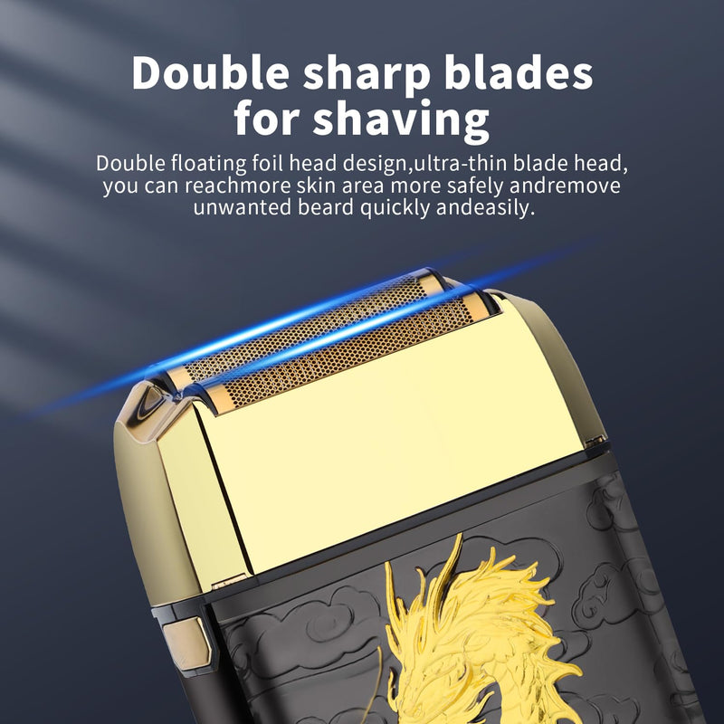 [Australia] - HIENA PRO Professional Foil Shaver for Men, Double Electric Foil Trimmer, Cordless Bald Head Precision Trimmer, Electric Razor, Rechargeable with USB, Gifts for Men (BGLT) Bglt 