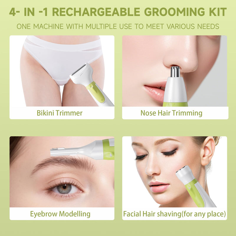 [Australia] - Electric Razor for Women- 4 in 1 Electric Shaver for Women, Wet & Dry Bikini Trimmer and Facial Hair Remover,Eyebrow Razors Nose Hair Trimmer Rechargeable Personal Trimmer Groomer for Body Hair 8868 