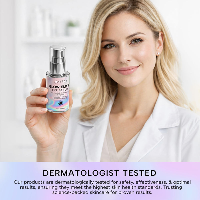 Clear Beauty Vitamin C & Hyaluronic Acid Under Eye Serum - Dermatologist Tested, Reduces Eye Bags, Puffiness, Dark Circles & Wrinkles, Clean Beauty, Cruelty-Free Korean Skin Care - All Skin Types
