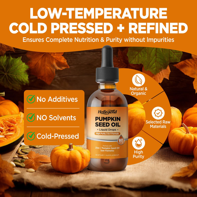 [Australia] - Pumpkin Seed Oil - DHT Blocker for Men Women Hair Growth, Organic Pumpkin Seed Extract with Saw Palmetto for Prostate & Urinary Health, Cold Pressed Supplements Liquid Drops, Lemon, Vegan, 2 Fl Oz 