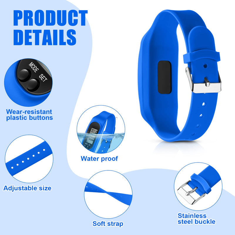 [Australia] - Geyoga 12 Pcs Pedometer for Walking Steps and Miles Pedometer Watch Silicone Steps Tracker Running Pedometer Bracelet Ankle Step Counter for Calorie Burning and Step Counting Mint, Blue, Black 