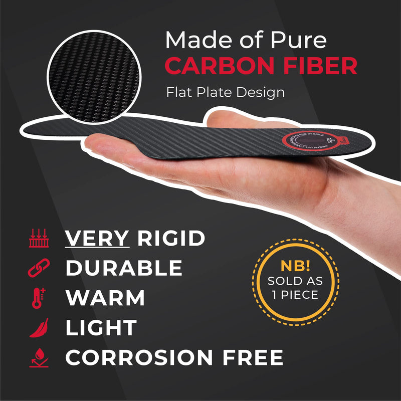 Carbon Fiber Insole - 1 pc, Men 13 - Mortons Extension - Orthotic Insole - Rigid Shoe Insert - Foot Arch Support - Turf Toe Stiff Plate - FSA Eligible - Thin Sport Sole Men's 13