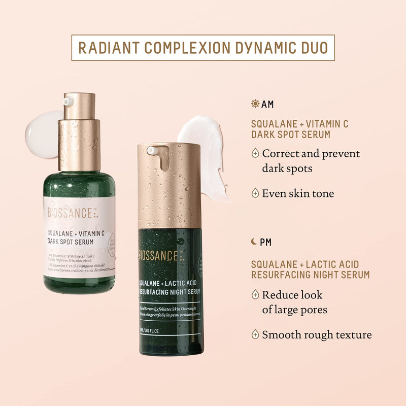 Biossance Squalane + Vitamin C Dark Spot Face Serum – 10% Vitamin C Serum & White Shiitake – Hydrating, Fragrance-Free, Non-Irritating, for Daily Use for All Skin Types 1.01 Fl Oz (Pack of 1)