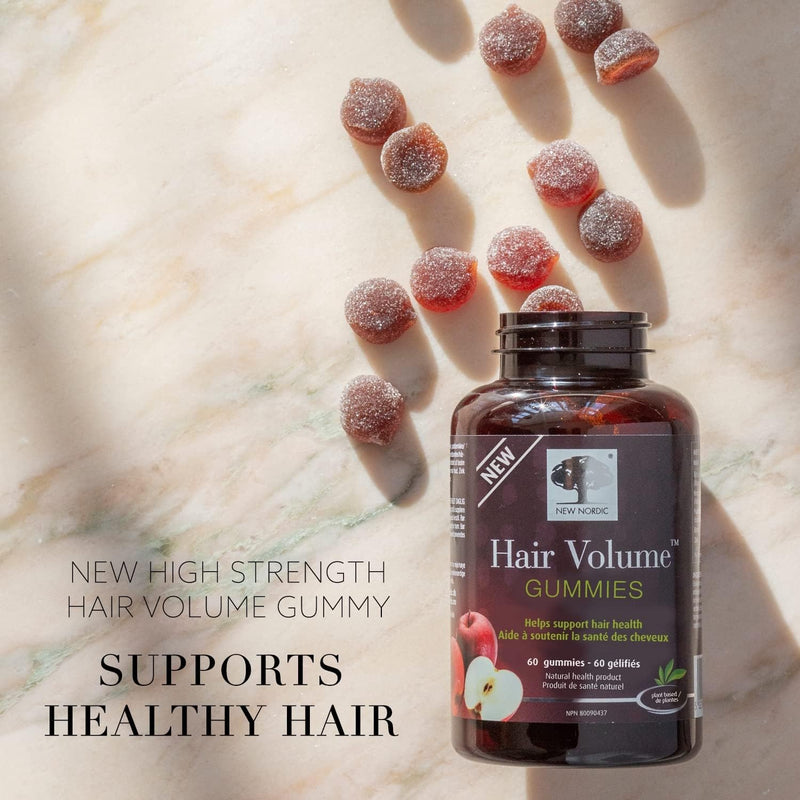 NEW NORDIC Hair Volume Daily Biotin Support Gummies 60-Day Supply - 1 Pk | Daily biotin gummies with biotin and apple extract in a delicious red apple flavor for everyday wellness routines 60 Count (Pack of 1)