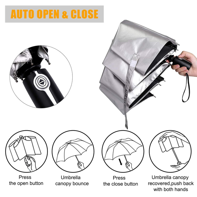 G4Free 2 Pack UPF 50+ UV Protection Umbrella, 46 Inch & 42 Inch (Black)