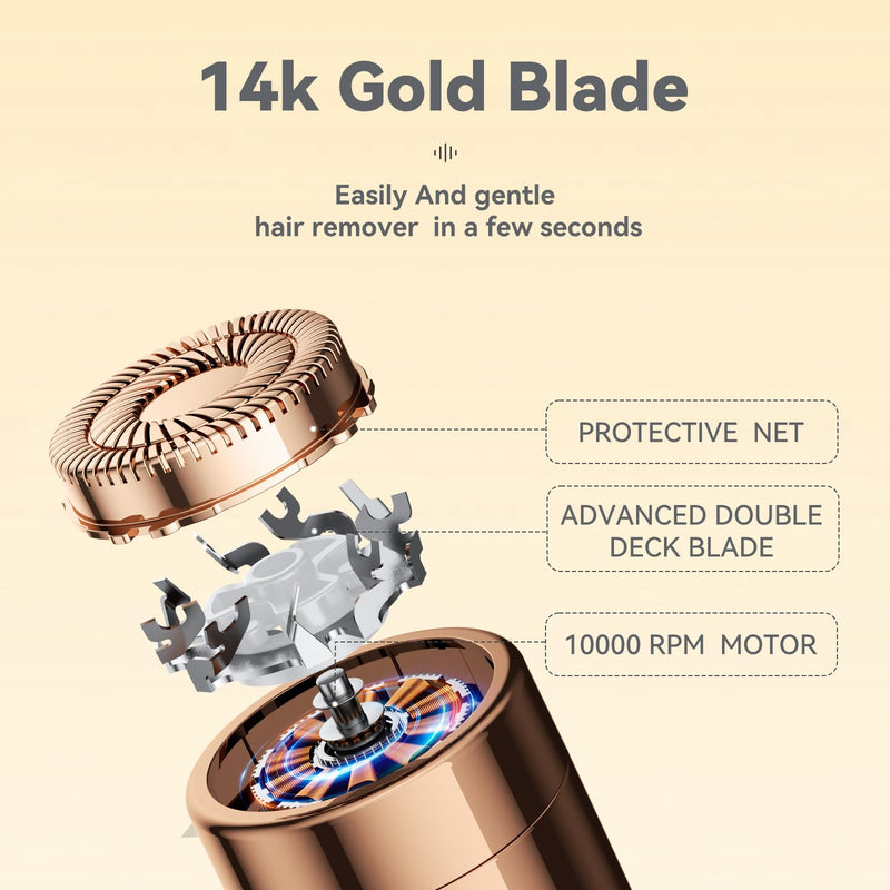 [Australia] - Facial Hair Remover for Women Ladies Upper Lip Hair Removal Electric Face Shaver with Rechargeable Battery Brush(Champagne Gold) Champagne Gold 