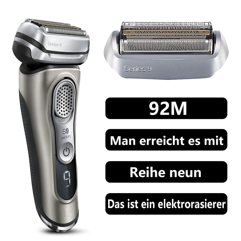 [Australia] - Replacement part for razor 92M shaving head series 9 compatible Braun electric shaver with cleaning cloth and brush supplied with electric shavers series 9 9290cc, 9291cc, 9370cc, 9293s 