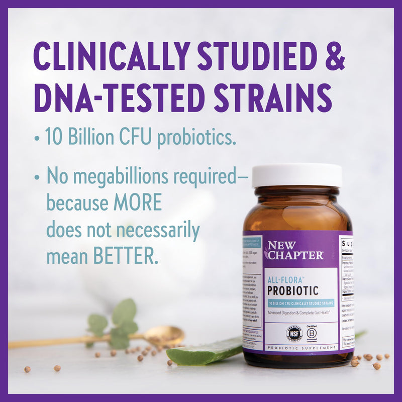 [Australia] - New Chapter Probiotic All-Flora - 60 ct (2 Month Supply) for Advanced Digestion & Complete Gut Health with Prebiotics + Postbiotics, Clinically Studied Strains, 100% Vegan, Non-GMO, Shelf Stable Unflavored 60 Count (Pack of 1) 