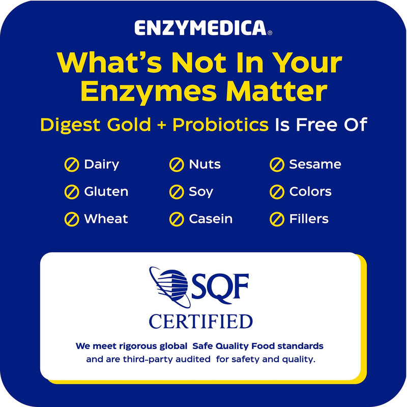 Enzymedica Digest Gold + Probiotics - Helps Gas & Bloating - 45 Capsules | Digestive Enzyme Supplement for Women & Men, Enzyme and Probiotic Capsules for Digestion, Gut Health Support, Vegetarian 45 Count (Pack of 1)