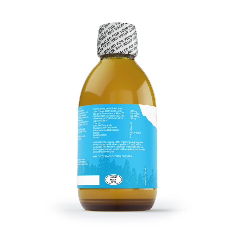 Nordic Supplements High Strength 200ml Omega 3 Fish Oil. Taste Award Winning Lemon Flavoured and Tested.