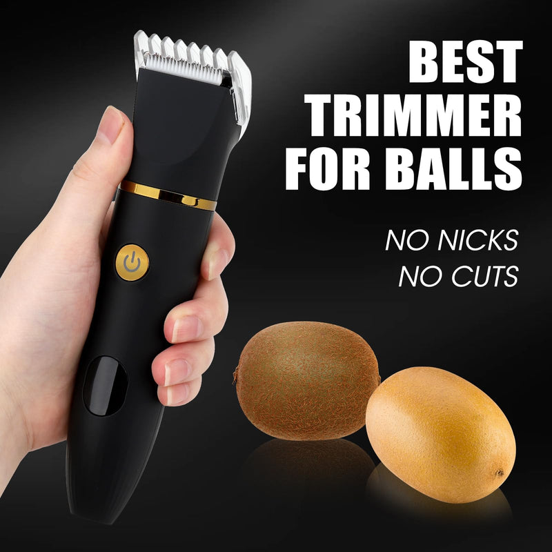 Manscape Body Trimmer for Men, 3 in 1 Men's Grooming Kit with Pubic/Nose Hair Trimmer & Ball Shaver for Nose/Balls/Groin/Legs/Chest Hair Removal, LED Display, IPX6 Waterproof, Gifts for Him Dad Black