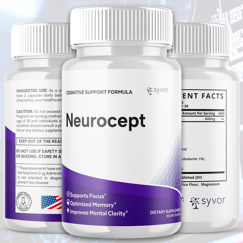 (3 Pack) Neurocept Capsules, Official Neurocept Supplement (180 Capsules)