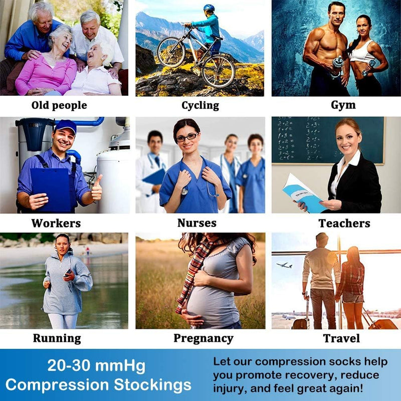 [Australia] - Medical compression stockings for women and men 20-30 mmHg, professional care for ankles, support stockings with gradient compression for varicose veins, promoting blood circulation - Black XXL Black 