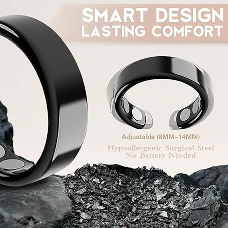 [Australia] - Auvulis Migraine Rings for Women Men Lymphatic Vitality Magneti Fatigue Relief Rings Stainless Steel Adjustable Rings Silver 