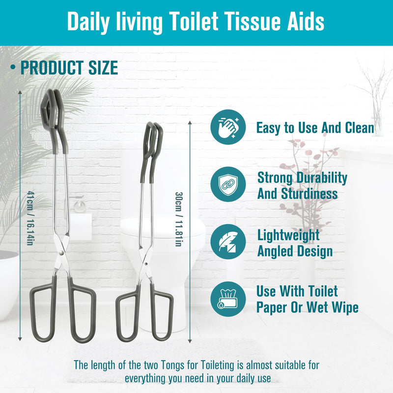 [Australia] - Toilet Aids for Wiping Bottom 2 Pack Self Wipe Assist Long Short Handle,Butt Wiper Tool with Boxes for Garage Storage,Daily Living Toilet Tissue aids for Women,Men,Disability and Elderly 