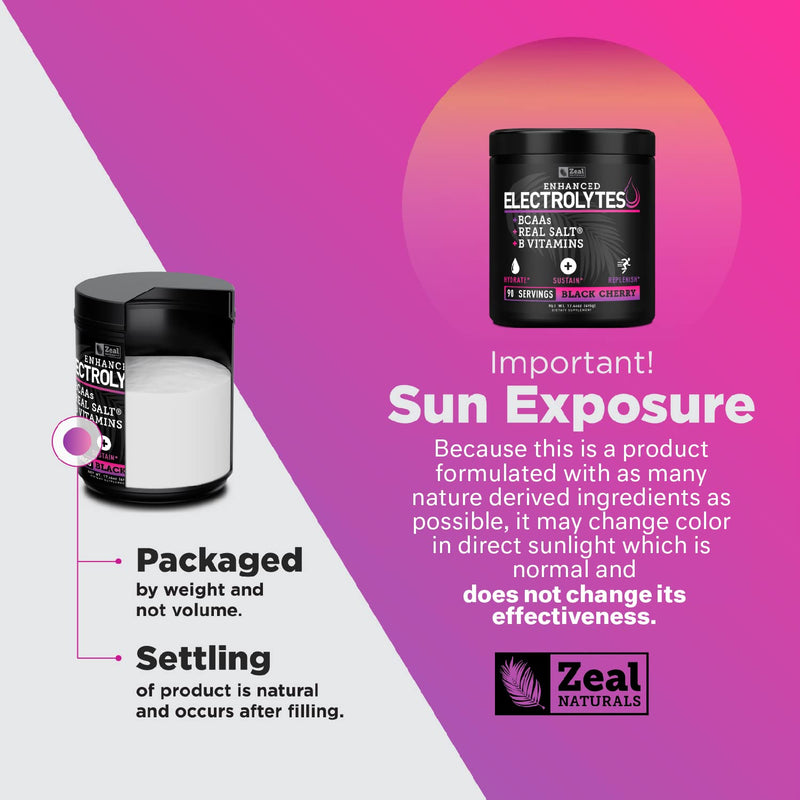 [Australia] - Enhanced Electrolyte Powder (Black Cherry| 90ct.) Sugar Free + BCAA, B-Vitamins & Real Salt® - Keto Electrolytes Drinks, Hydration Powder w Potassium, Sodium, Zinc, Magnesium for Hydration & Recovery Black Cherry - 90 Servings 