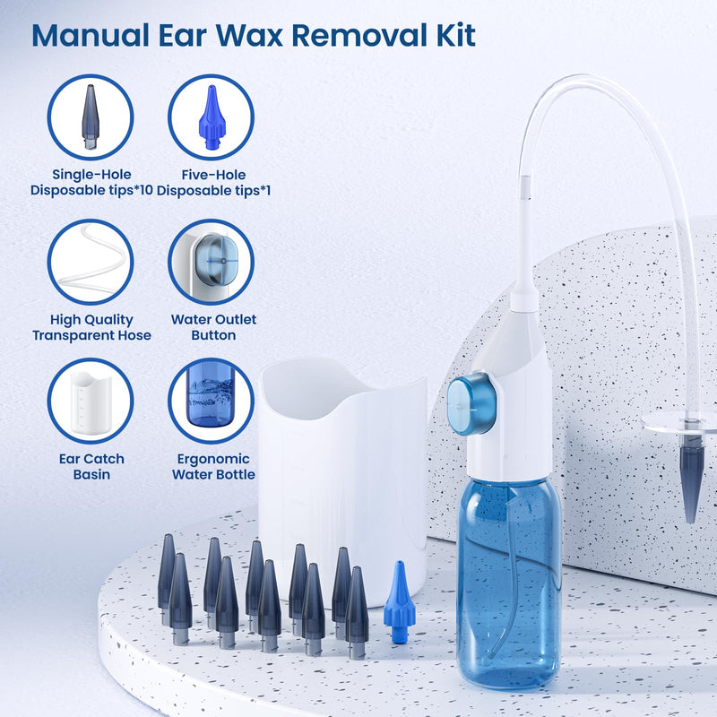 [Australia] - Ear Wax Removal, Ear Wax Removal Tool, Ear Cleaning Kit, Manual Ear Irrigation Flushing System, Safe and Effective to Clean Ear Built Up Wax 