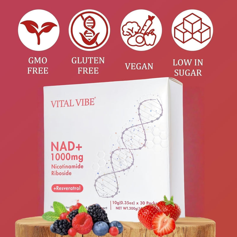 NAD+ Supplement, High Purity 1000mg NAD+ & Trans Resveratrol, Nicotinamide Riboside for Energy & Anti Aging, Metabolism & Brain Boost for Men & Women, Promote Longevity & Vitality, 30 Packs