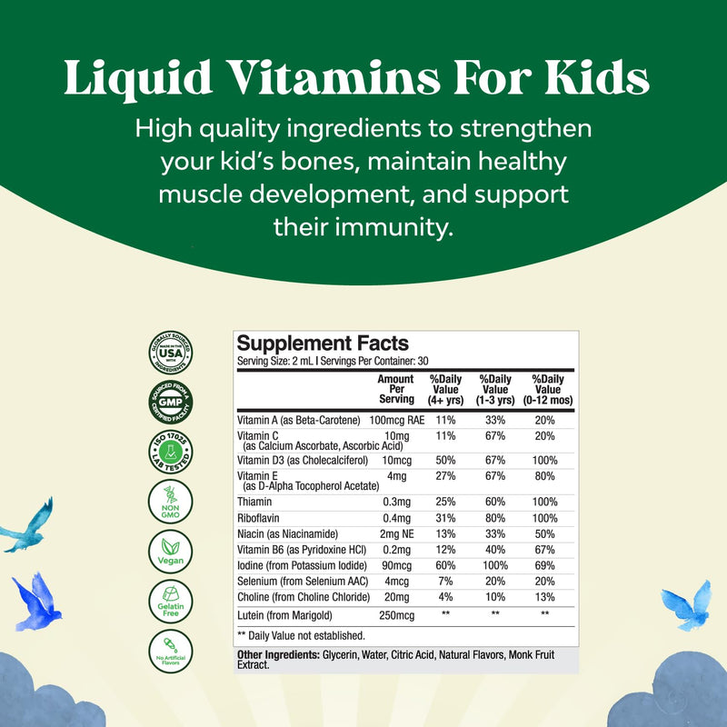 Bundle of Kids DHA Omega 3 Gummies - Fatty Acids Omega 3 6 9 for Brain Immune Strength Vision Focus Support and Liquid Multivitamin for Kids Immunity Support - Yummy Toddler Supplement High Absorption