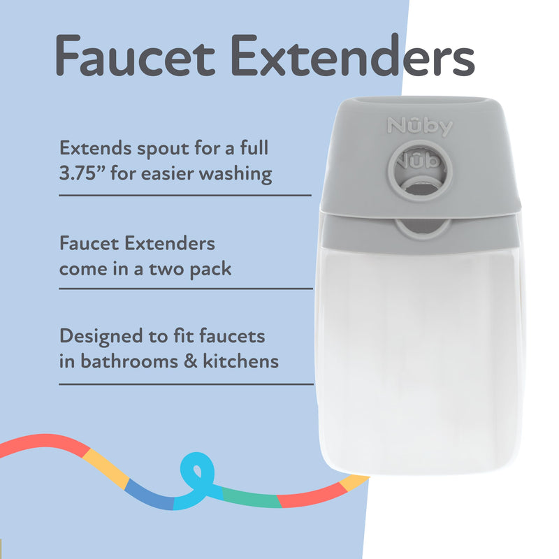 [Australia] - Nuby 2-in-1 Faucet Extenders for Toddlers - 2 Pack - Sink Extension for Bathroom or Kitchen - Helps Water Reach Kids for Handwashing 