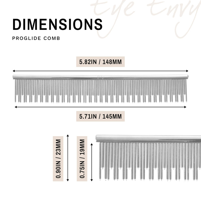 [Australia] - Eye Envy ProGlide Deshedding and Detangling Comb for Long-Haired Cats | Remove Undercoat, Excess Hair, Tangles & Knots | 6" Dual-Tooth Comb with Rounded Pins 