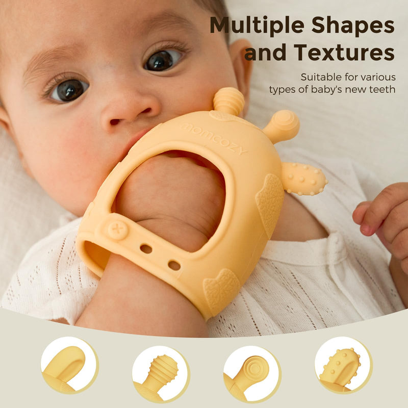 [Australia] - Momcozy Baby Teether Toys | Baby Teething Toys | Baby Teething Relief | Food Grade Silicone Teether Baby Toys | Baby Teether 0-6 Months | Teething Toy 6-12 Months | Baby Essential | Yellow 
