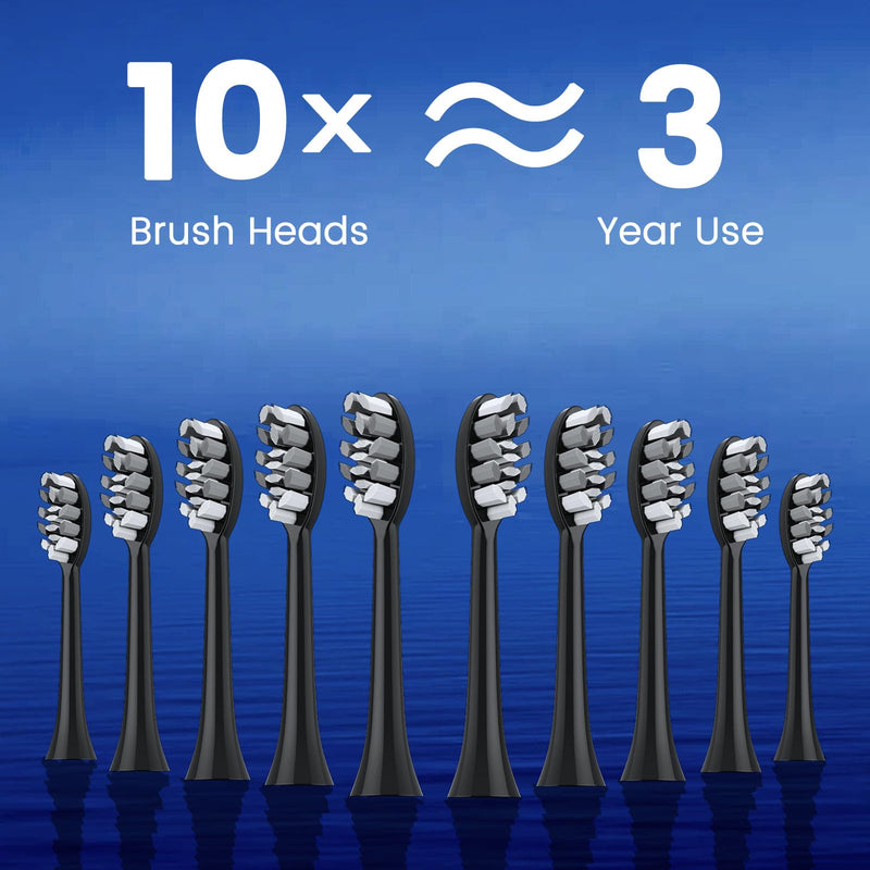 Sonic Electric Toothbrush with 10 Brush Heads for Adults and Children, Up to 30 Days on a Single Charge,5 Modes,Built-in 2-Minute Smart Timer, IPX8 Waterproof Electric Toothbrush (Black White) Black-white