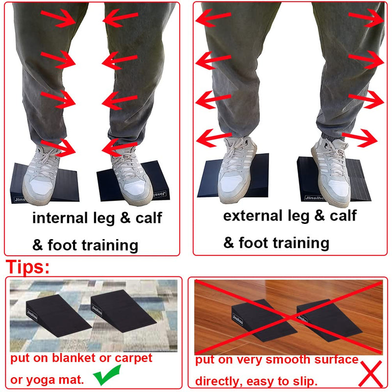 [Australia] - Squat Wedge Block Non-Slip Slant Board Calf Stretcher, 2pcs Ankle Knee Leg Stretcher, Heavy Duty Incline Ramp for Heel Elevated Squat, ATG Split Squat, deadlift, Lunge, Yoga, Pilates, Physical Therapy Ethylene Vinyl Acetate (EVA) 