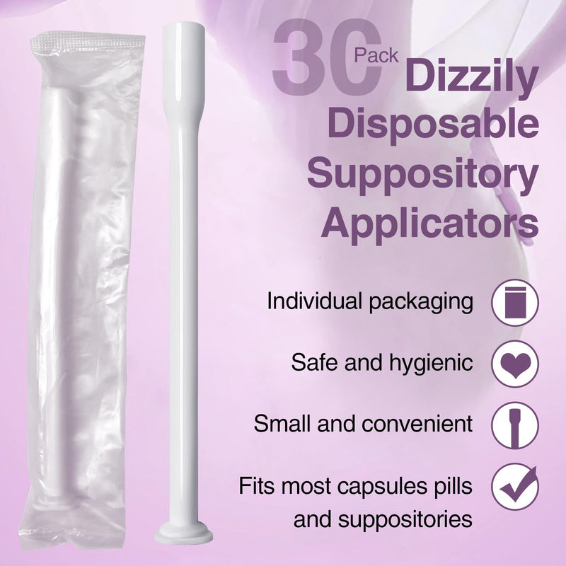 [Australia] - 30 Pack Disposable Vaginal Suppository Applicators for Women, Individually Wrapped, Hygienic - Fits Most Boric Acid Suppositories, Pills, Tablet, Size 00 Cap-sules and Feminine Care Applicator 