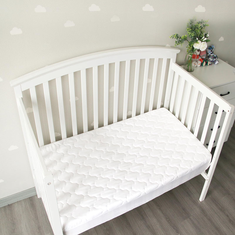 [Australia] - Crib Mattress Protector Sheets Fitted Waterproof Crib Mattress Pad Cover, Noiseless & Machine Wash 100% Absorbent Crib/Toddler Mattress Protector Sheet Quilted, White, 52" x 28" 52 X 28 Inch 1 