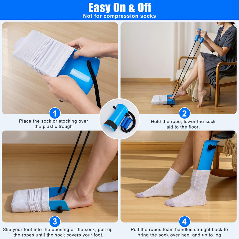 [Australia] - Sock Aid Kit for Seniors ‚Äì Easy Sock Helper Device with Button Hook, Zipper Pull, Dressing Stick & Shoe Horn ‚Äì Daily Dressing Aid for Limited Flexibility 