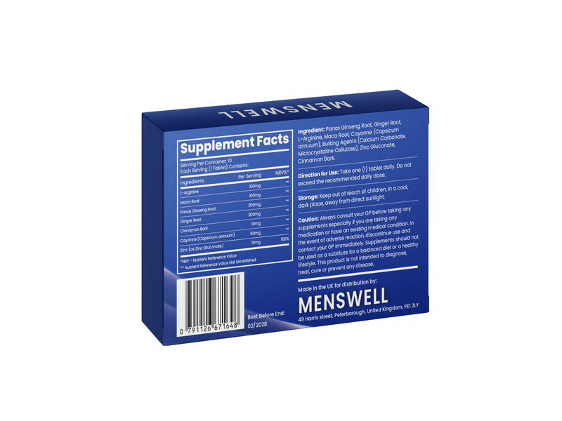 MENSWELL | 10 Tablets | Men’s Vitality Food Supplement | Manufactured in the UK