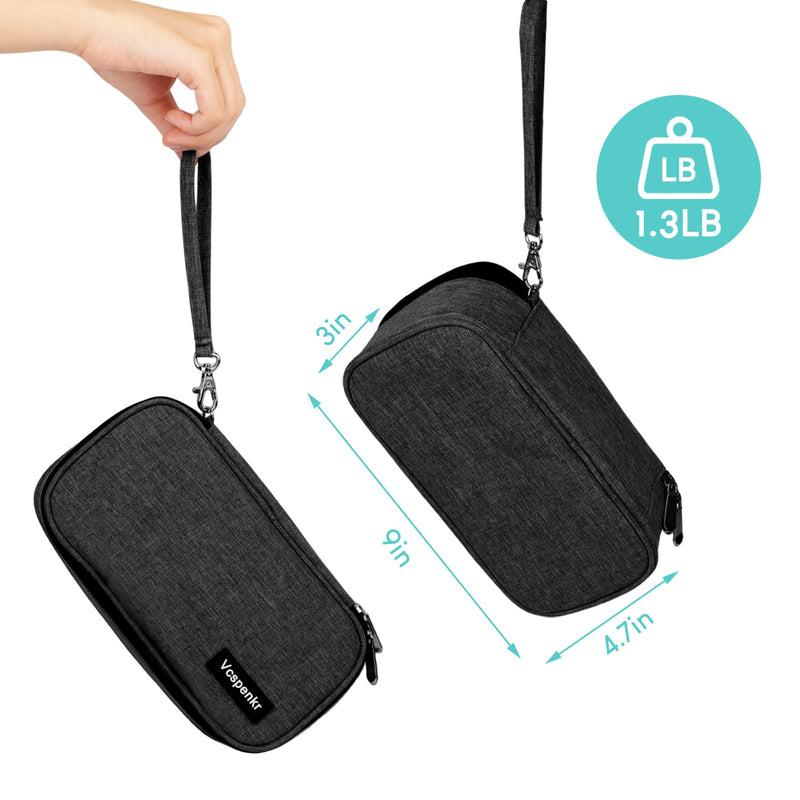 [Australia] - Insulin Cooler Travel Case, Diabetic Medicine Carrying Bag with 2 * 200g Ice Packs, Large Capacity Insulated Organizer Medication Cooler Bag for Insulin Pens and Diabetes (Black) black 