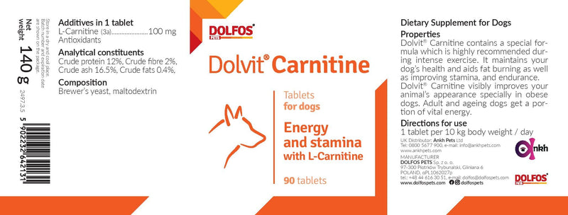 Dolvit Carnitine 90 tablets for Dogs