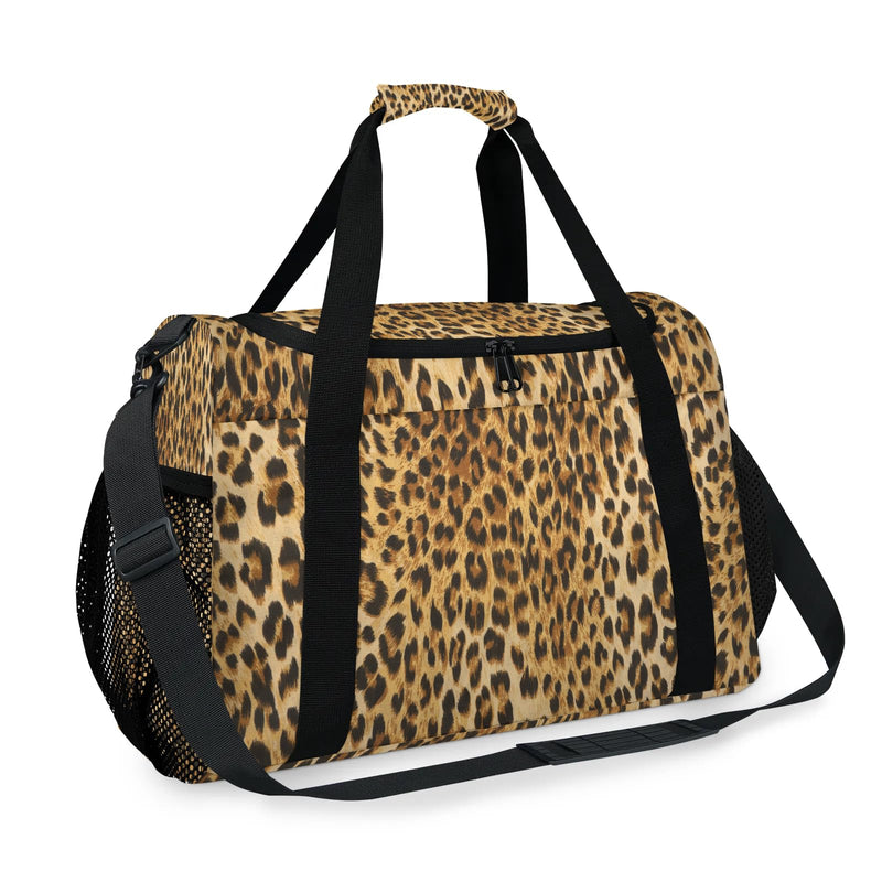 Cheetah Duffel Bag for Women Animal Leopard 39L Waterproof Carry on Weekender Overnight Bags with Shoulder Strap for Business Trips Sport Hospital Leopard-1